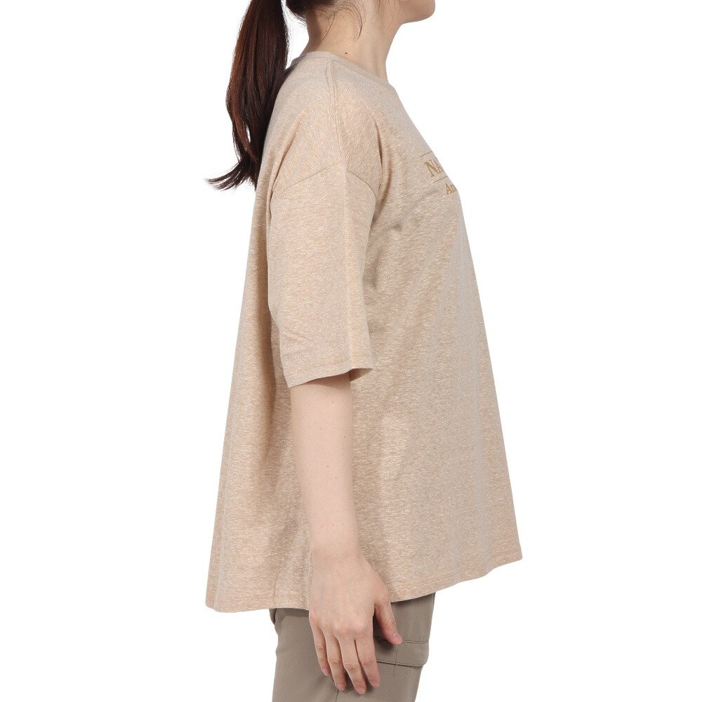 エルケクス（ELKEX）（レディース）半袖 フロッキープリント ワイドTシャツ EKL5S10043 BEG