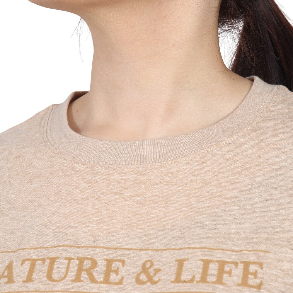 エルケクス（ELKEX）（レディース）半袖 フロッキープリント ワイドTシャツ EKL5S10043 BEG