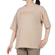 (レディース)半袖 フロッキープリント ワイドTシャツ EKL5S10043 BEG