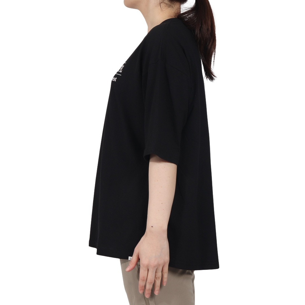 エルケクス（ELKEX）（レディース）半袖 フロッキープリント ワイドTシャツ EKL5S10043 BLK