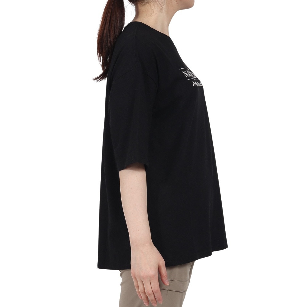 エルケクス（ELKEX）（レディース）半袖 フロッキープリント ワイドTシャツ EKL5S10043 BLK