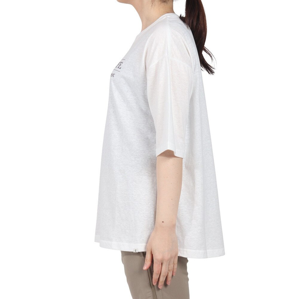エルケクス（ELKEX）（レディース）半袖 フロッキープリント ワイドTシャツ EKL5S10043 WHT