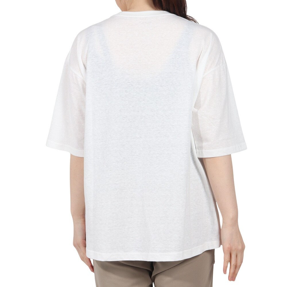 エルケクス（ELKEX）（レディース）半袖 フロッキープリント ワイドTシャツ EKL5S10043 WHT
