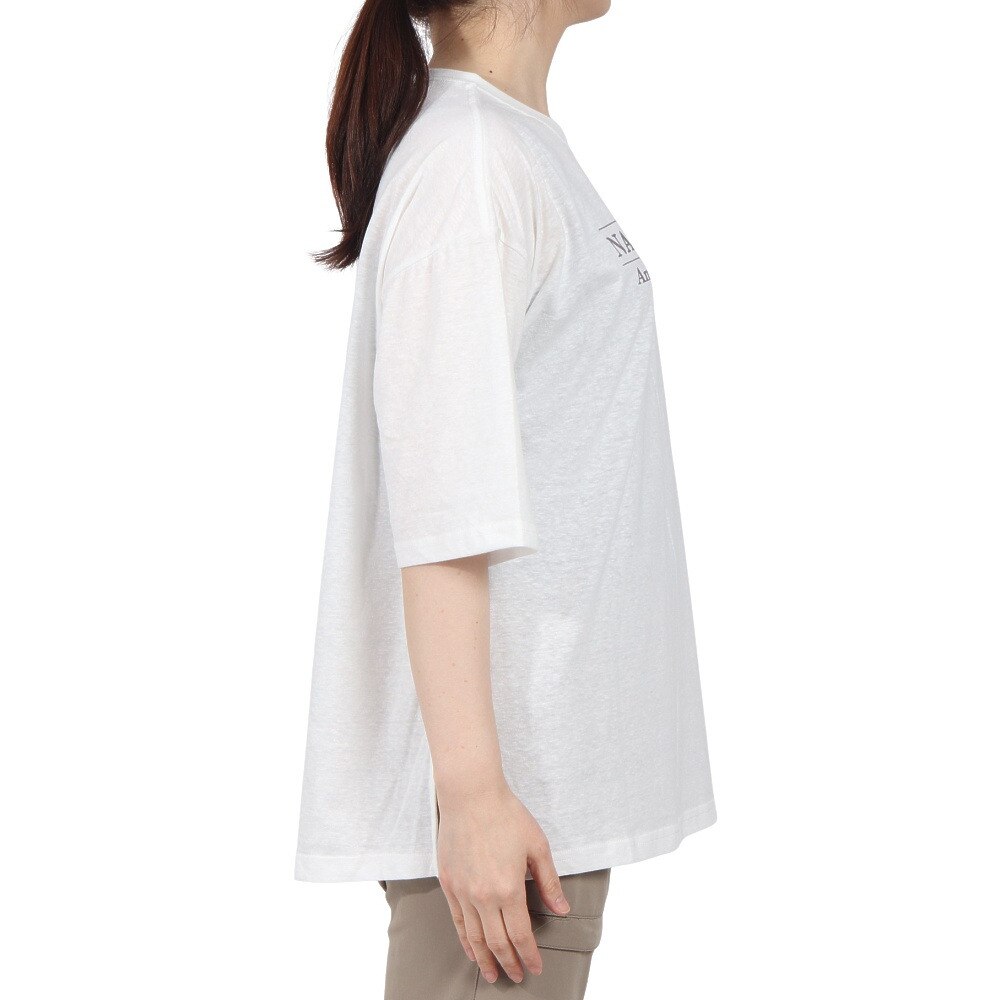 エルケクス（ELKEX）（レディース）半袖 フロッキープリント ワイドTシャツ EKL5S10043 WHT