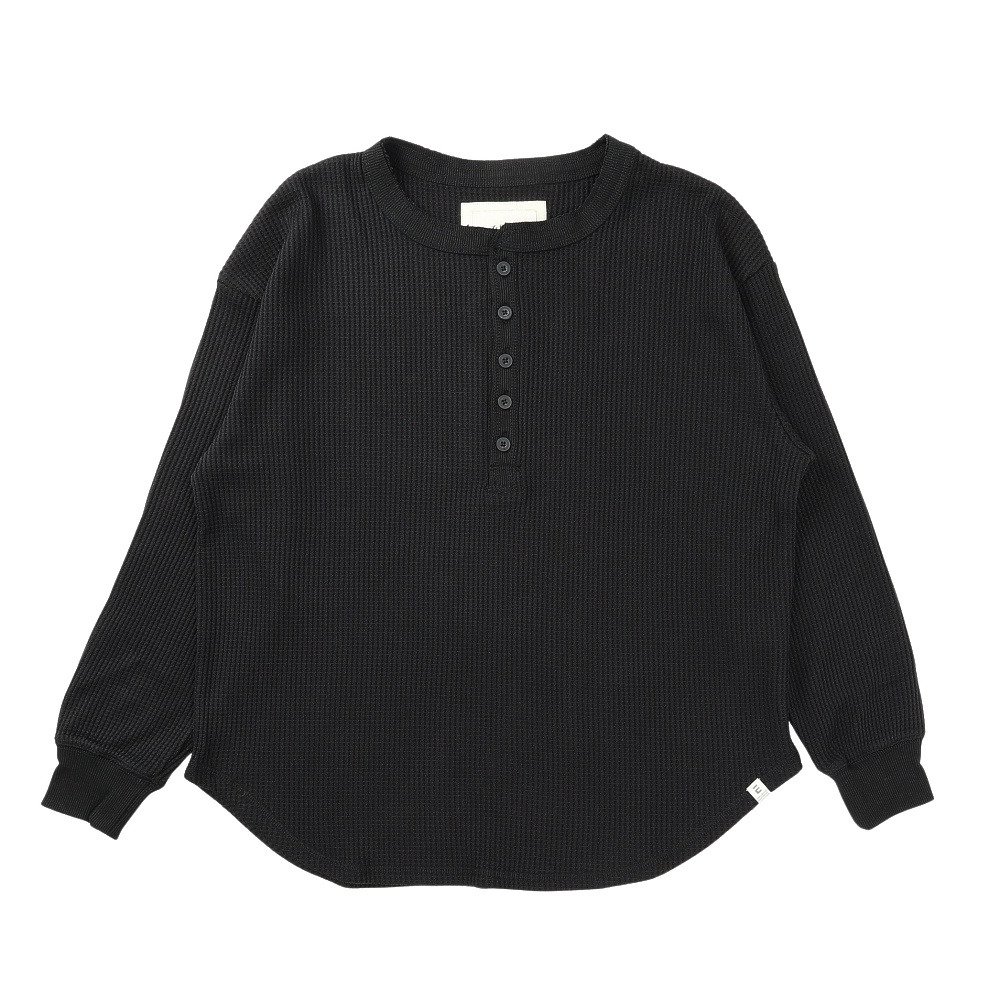 FEELCYCLE 長袖 メッシュ ウェア ブラック XS エルケクス（ELKEX）（レディース）ワッフルヘンリー長袖Tシャツ