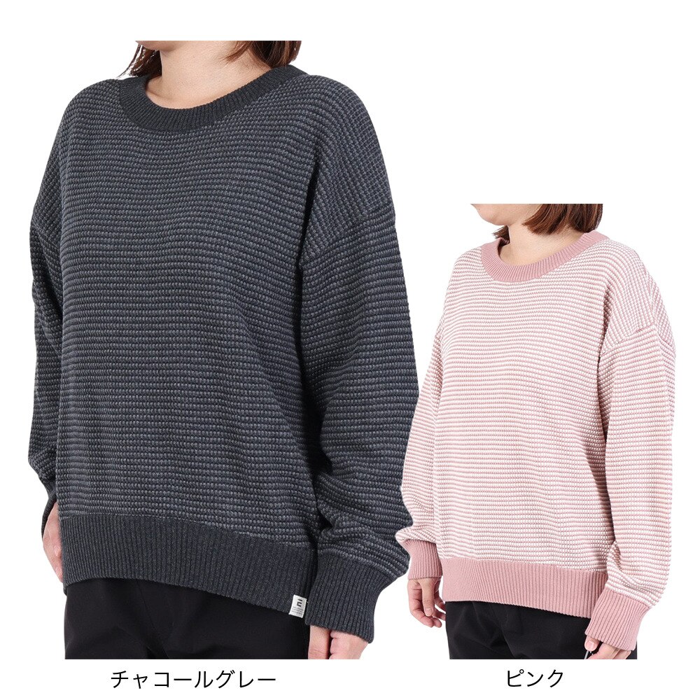 エルケクス（ELKEX）（レディース）PIQUE クルーネック 長袖ニット EKL3FA0013 CGRY