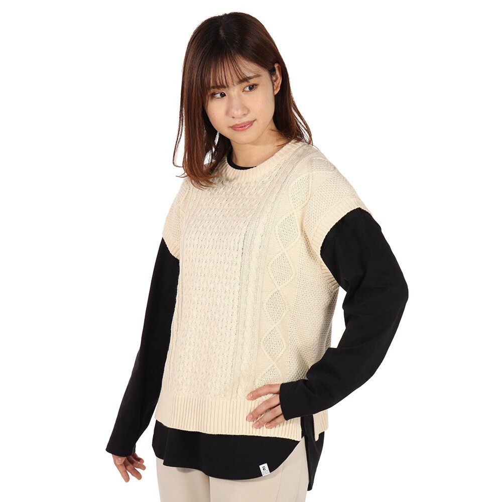 エルケクス（ELKEX）（レディース）ヒートクロス ニットベスト EKL1FA3085 OWHT★★★