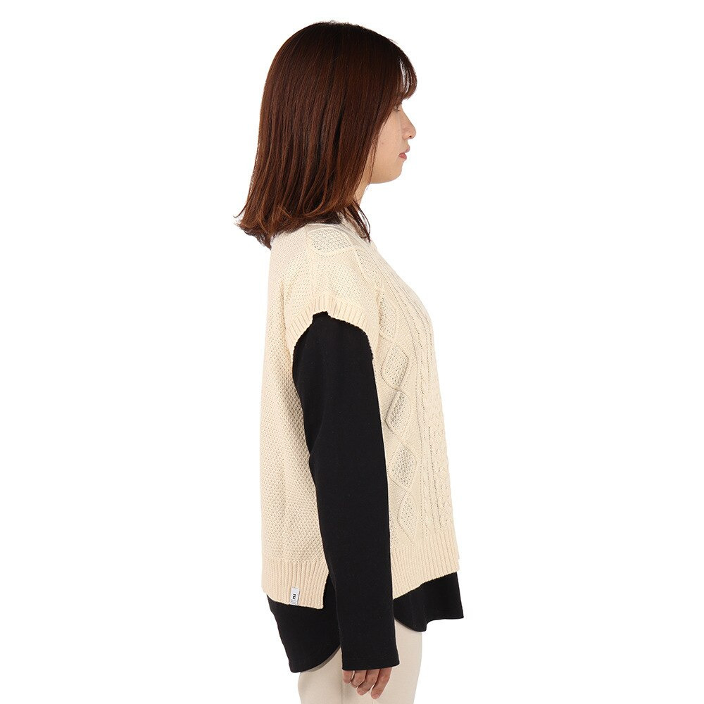 エルケクス（ELKEX）（レディース）ヒートクロス ニットベスト EKL1FA3085 OWHT★★★