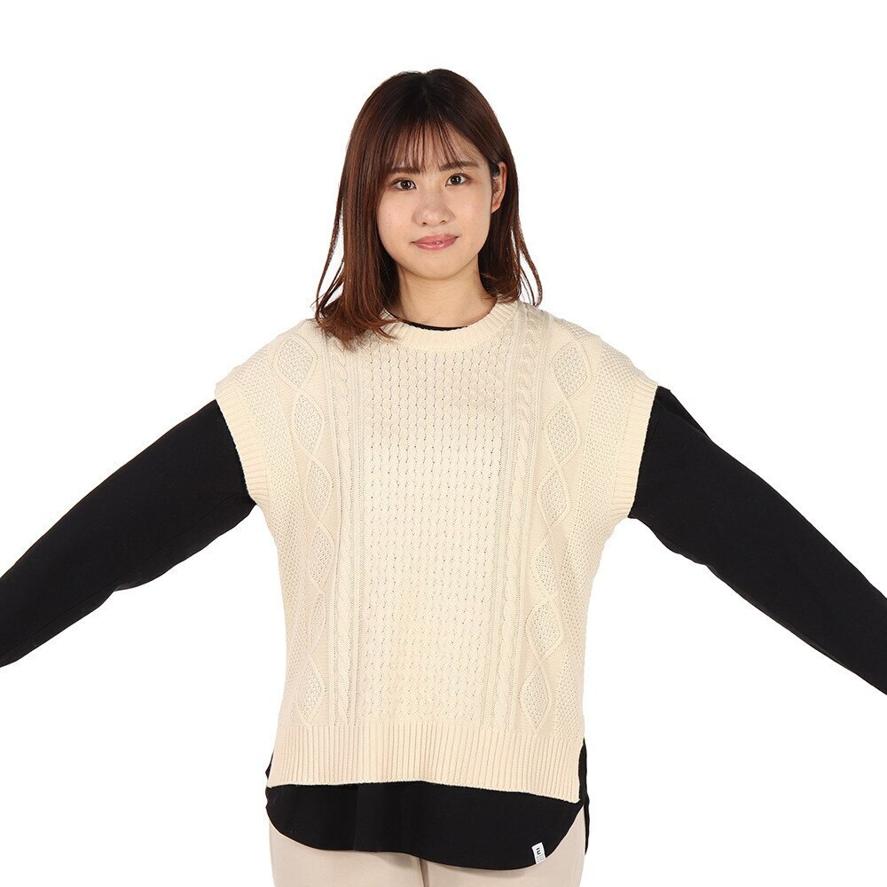 エルケクス（ELKEX）（レディース）ヒートクロス ニットベスト EKL1FA3085 OWHT★★★