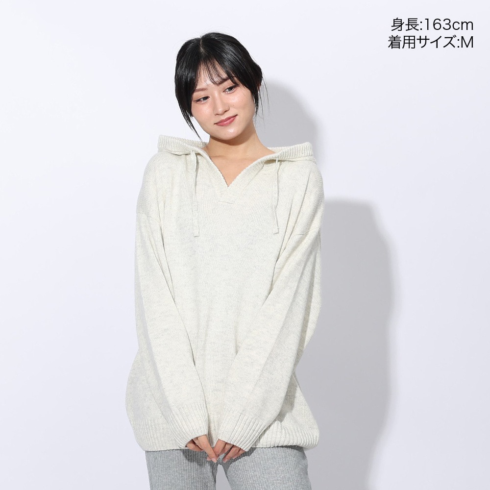 エルケクス（ELKEX）（レディース）ニット フル フーディー EKL4FA0024 OWHT
