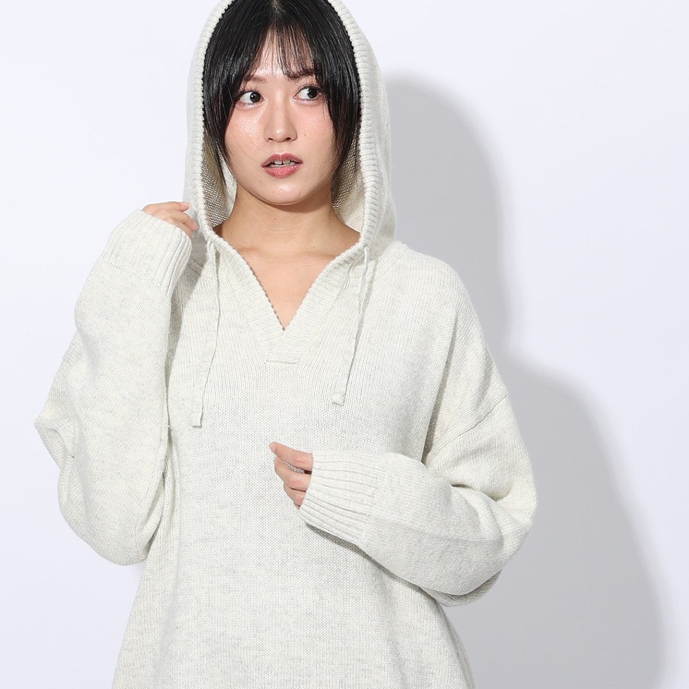 エルケクス（ELKEX）（レディース）ニット フル フーディー EKL4FA0024 OWHT