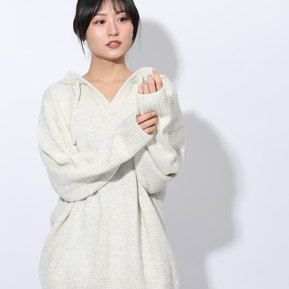 エルケクス（ELKEX）（レディース）ニット フル フーディー EKL4FA0024 OWHT