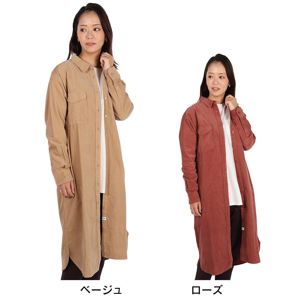 エルケクス（ELKEX）（レディース）コーデュロイ シャツドレス EKL1FA3069 BEG