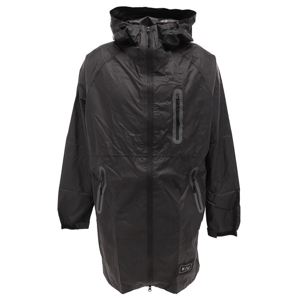 キウ（Kiu）（メンズ）レインコート レインジップアップ K116-900 BK (B) レインポンチョ ロング丈 おしゃれ 黒 ブラックレインウェア 防災 