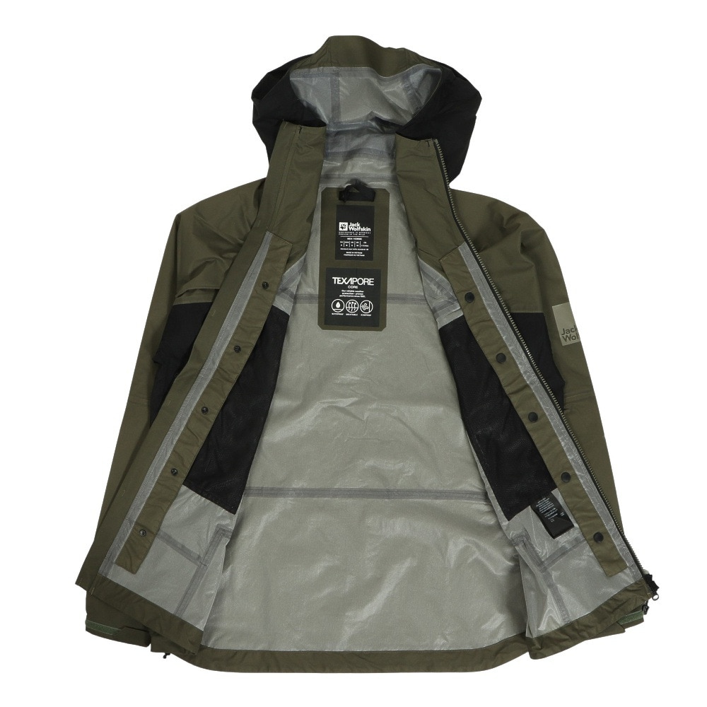 ジャックウルフスキン（JackWolfskin）（メンズ）アウター レインジャケット JP クラウドバースト ジャケット V2 5030611-4550 オリーブ 収納袋付 耐水 防風