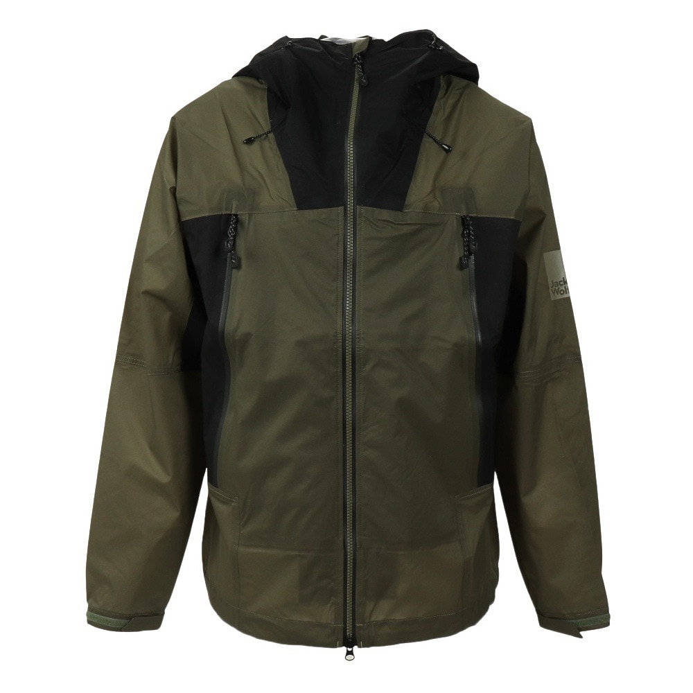 ジャックウルフスキン（JackWolfskin）（メンズ）アウター レインジャケット JP クラウドバースト ジャケット V2 5030611-4550 オリーブ 収納袋付 耐水 防風