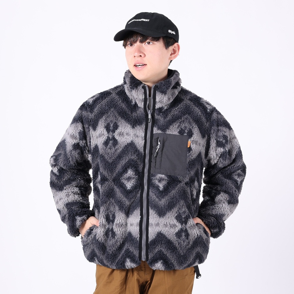 クリフメイヤー（KRIFF MAYER）（メンズ）アウター ボアジャケット 柄ボアひっくりキルトジャケット 2325101-17:CHARCOAL チャコールグレー