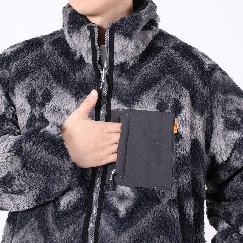 クリフメイヤー（KRIFF MAYER）（メンズ）アウター ボアジャケット 柄ボアひっくりキルトジャケット 2325101-17:CHARCOAL チャコールグレー