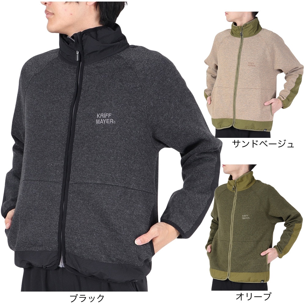 クリフメイヤー（KRIFF MAYER）（メンズ）ライトアウター ジップパーカー カットツイードスタンドジャケット 2325110-23 OATMEAL サンドベージュ