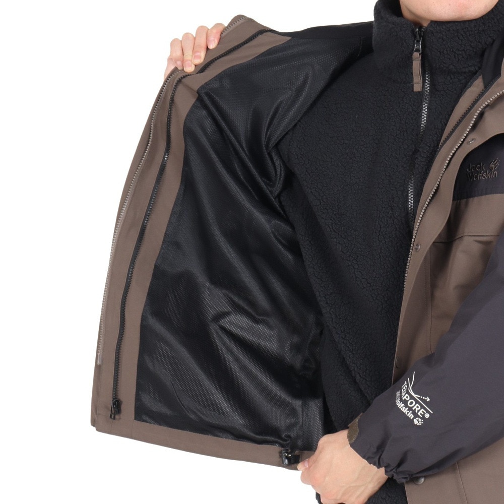 ジャックウルフスキン（JackWolfskin）（メンズ）アウター コネマラ 3IN1 ジャケット A63193-5719 ブラウン 3WAY仕様 防水透湿 防風