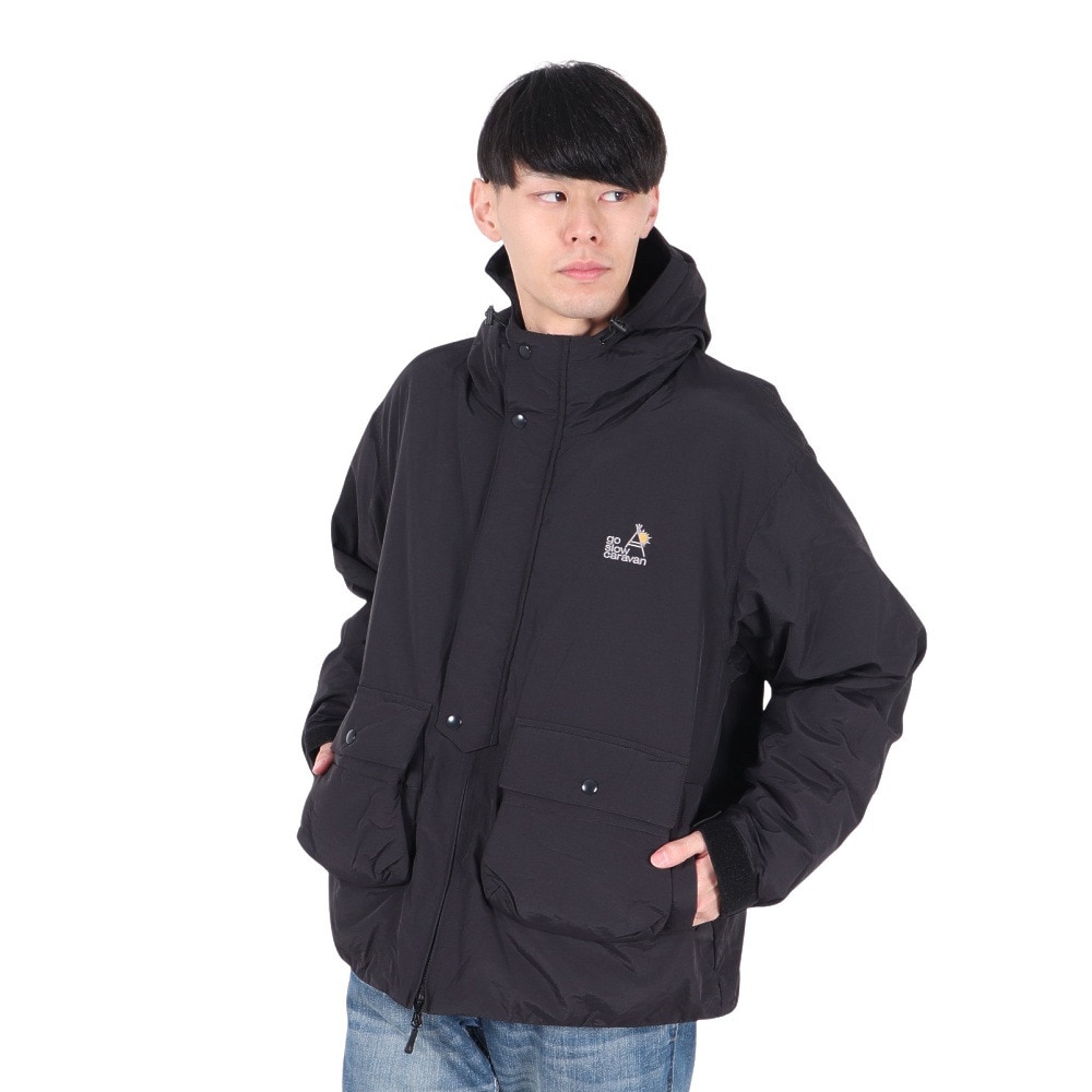 ゴースローキャラバン（GOSLOWCARAVAN）（メンズ、レディース）マット ナイロン パディング パーカージャケット 336602 BLK