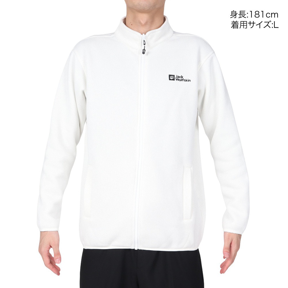 ジャックウルフスキン（JackWolfskin）（メンズ）アウター ジャケット ジップコアニット 5032621-5055 オフホワイト 裏起毛 ストレッチ ミドラー