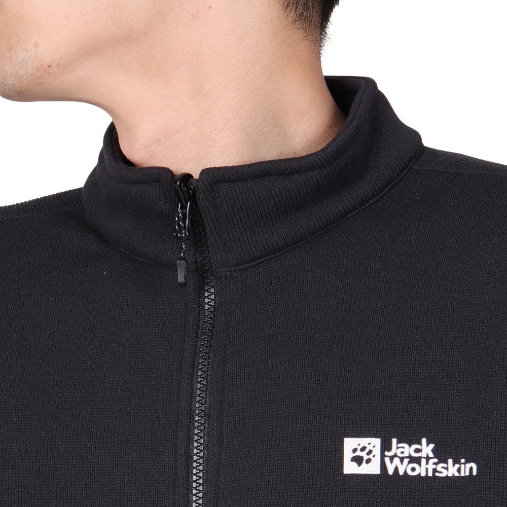 ジャックウルフスキン（JackWolfskin）（メンズ）アウター ジャケット ジップコアニット 5032621-6000 ブラック 裏起毛 ストレッチ ミドラー 