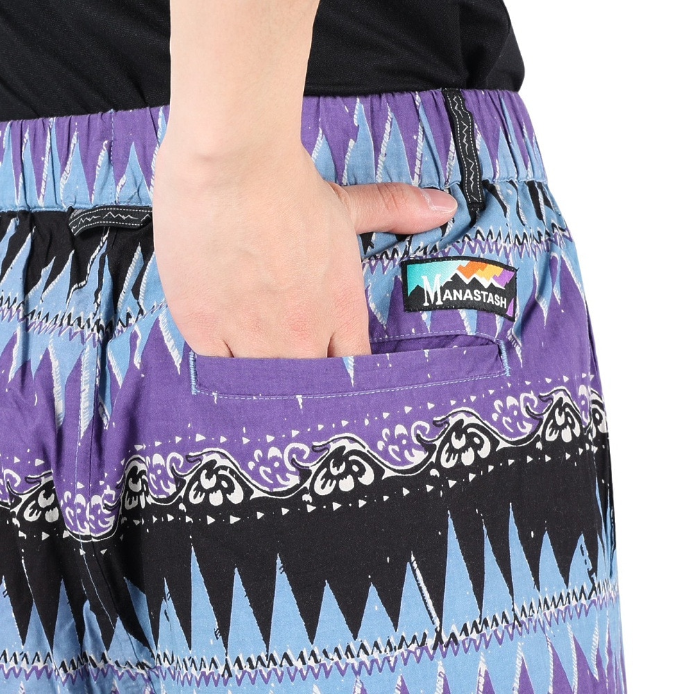 マナスタッシュ（MANASTASH）（メンズ）パンツ ボトム ジャイプールパンツ 23 792-3110014 PPL パープル×ブラック