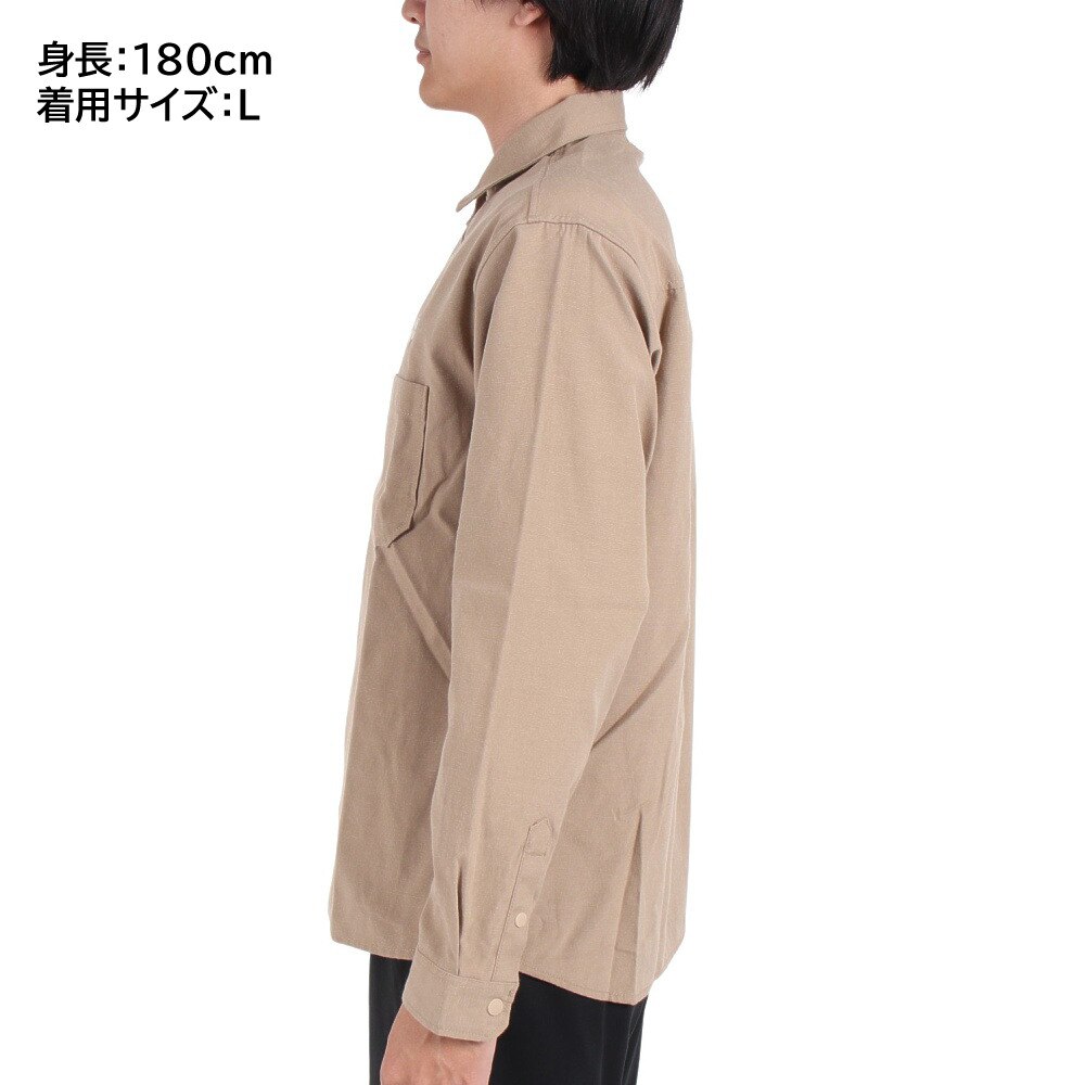 ジャックウルフスキン（JackWolfskin）（メンズ）清涼感 通気性 カジュアルシャツ 長袖 JP PAW IN POCKET B.D. シャツ 5032481-5605 ベージュ