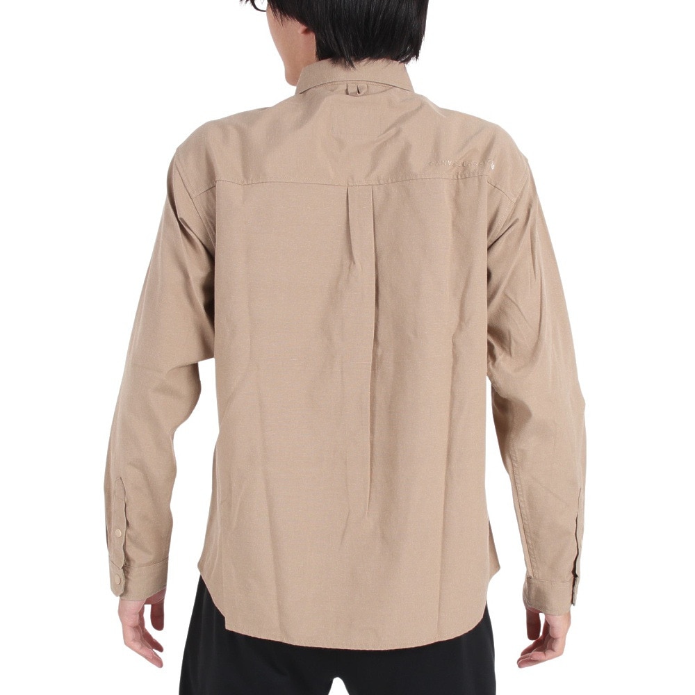 ジャックウルフスキン（JackWolfskin）（メンズ）清涼感 通気性 カジュアルシャツ 長袖 JP PAW IN POCKET B.D. シャツ 5032481-5605 ベージュ