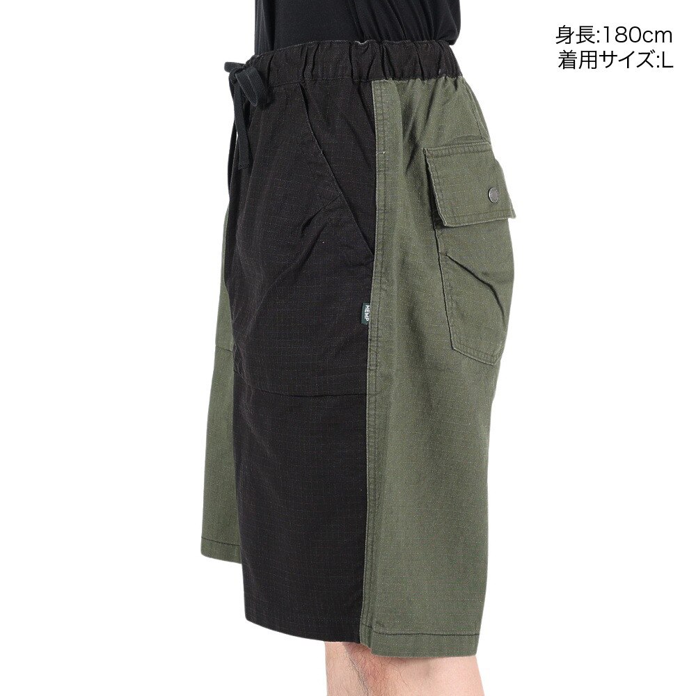 マナスタッシュ（MANASTASH）（メンズ）ショートパンツ リップベイカーショーツ 792-3113015 PANEL ブラック×グリーン