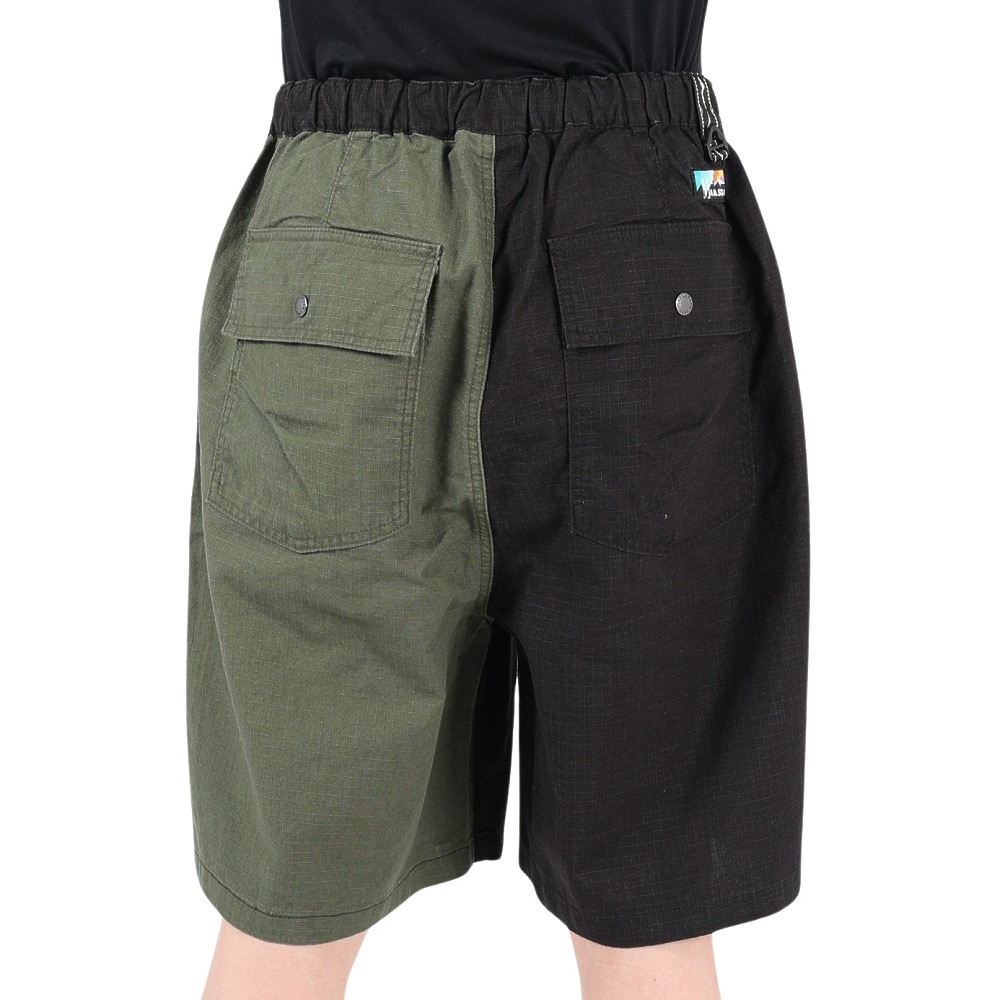 マナスタッシュ（MANASTASH）（メンズ）ショートパンツ リップベイカーショーツ 792-3113015 PANEL ブラック×グリーン