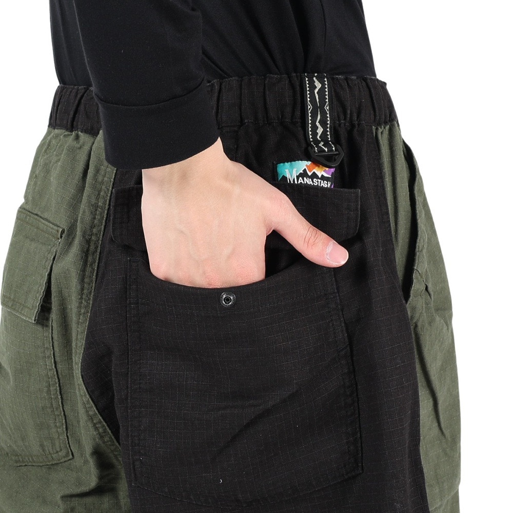 マナスタッシュ（MANASTASH）（メンズ）ショートパンツ リップベイカーショーツ 792-3113015 PANEL ブラック×グリーン