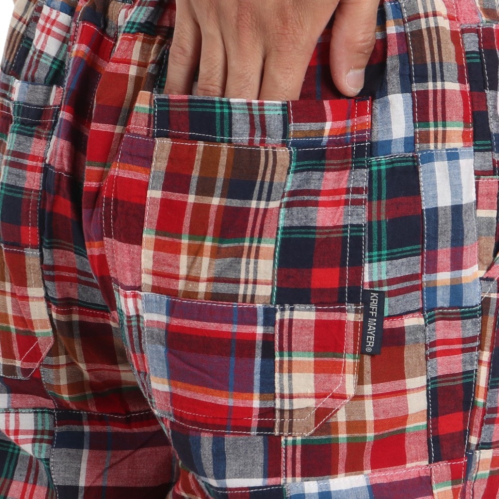 クリフメイヤー（KRIFF MAYER）（メンズ）チェック柄 ショートパンツ パッチワークショーツ 2353101X:35:RED レッド