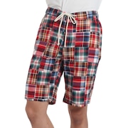 (メンズ)チェック柄 ショートパンツ パッチワークショーツ 2353101X:35:RED レッド