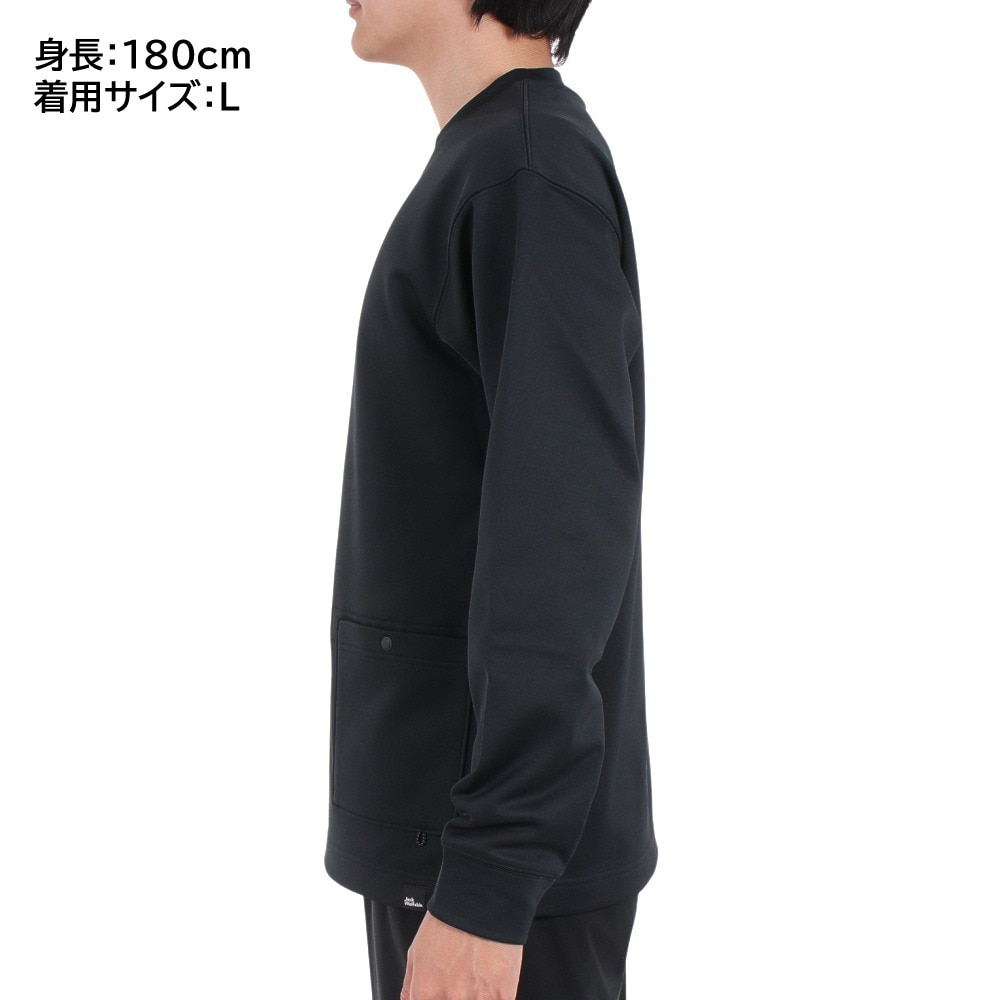 ジャックウルフスキン（JackWolfskin）（メンズ）トレーナー 裏起毛 JP URBAN THRM プルオーバー V2 5032371-6000 ブラック フリース 保温性