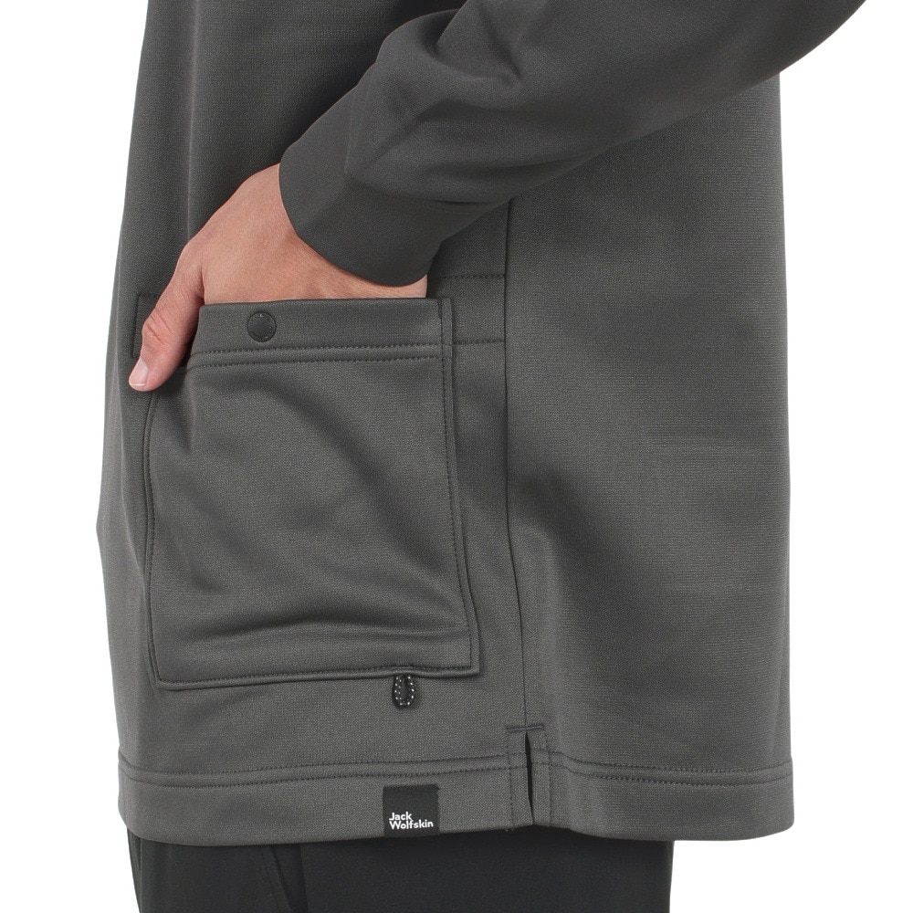 ジャックウルフスキン（JackWolfskin）（メンズ）トレーナー 裏起毛 JP URBAN THRM プルオーバー V2 5032371-6350 チャコールグレー フリース 保温性
