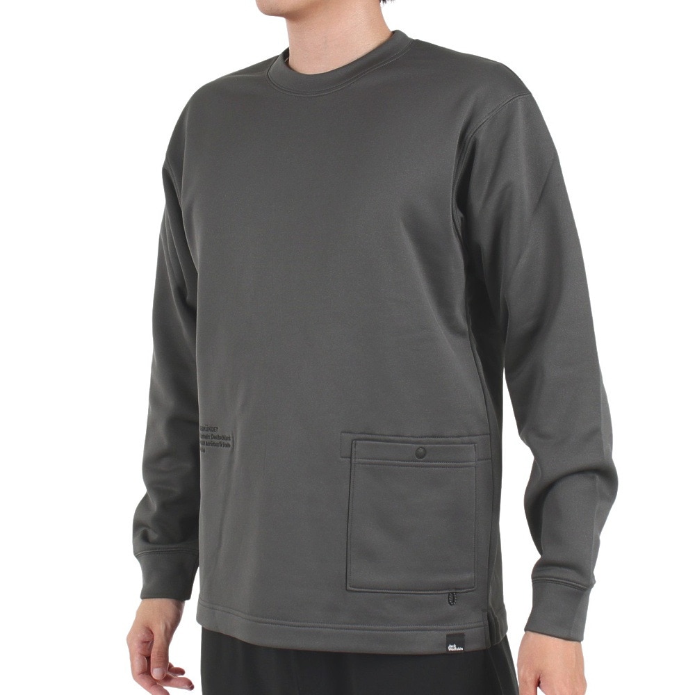 ジャックウルフスキン（JackWolfskin）（メンズ）トレーナー 裏起毛 JP URBAN THRM プルオーバー V2 5032371-6350 チャコールグレー フリース 保温性