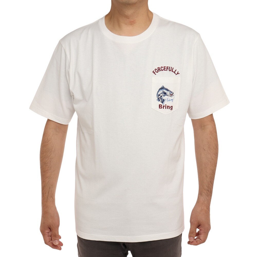  FISHINGポケット刺繍Tシャツ T512138-07 WHT