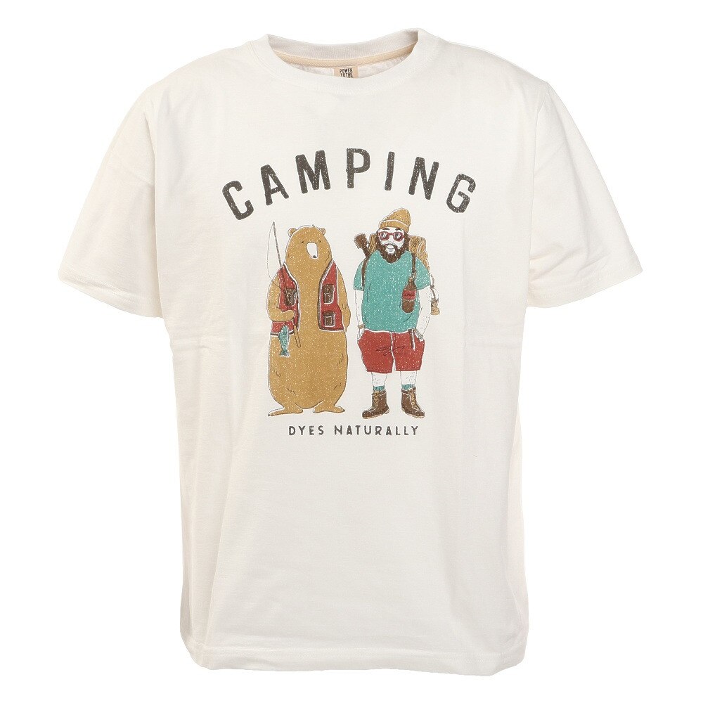  OHCOOL CAMPING柄プリントTシャツ T512144-07 WHT