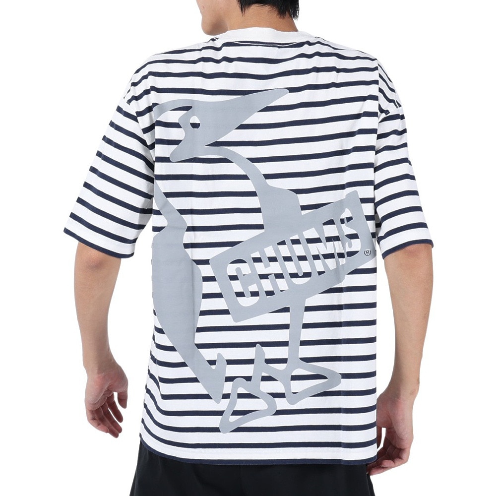 チャムス（CHUMS）（メンズ、レディース）半袖Tシャツ オーバーサイズドビッグブービーTシャツ CH01-2167-W011 ホワイト×ネイビー