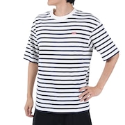 (メンズ、レディース)半袖Tシャツ オーバーサイズドビッグブービーTシャツ CH01-2167-W011 ホワイト×ネイビー