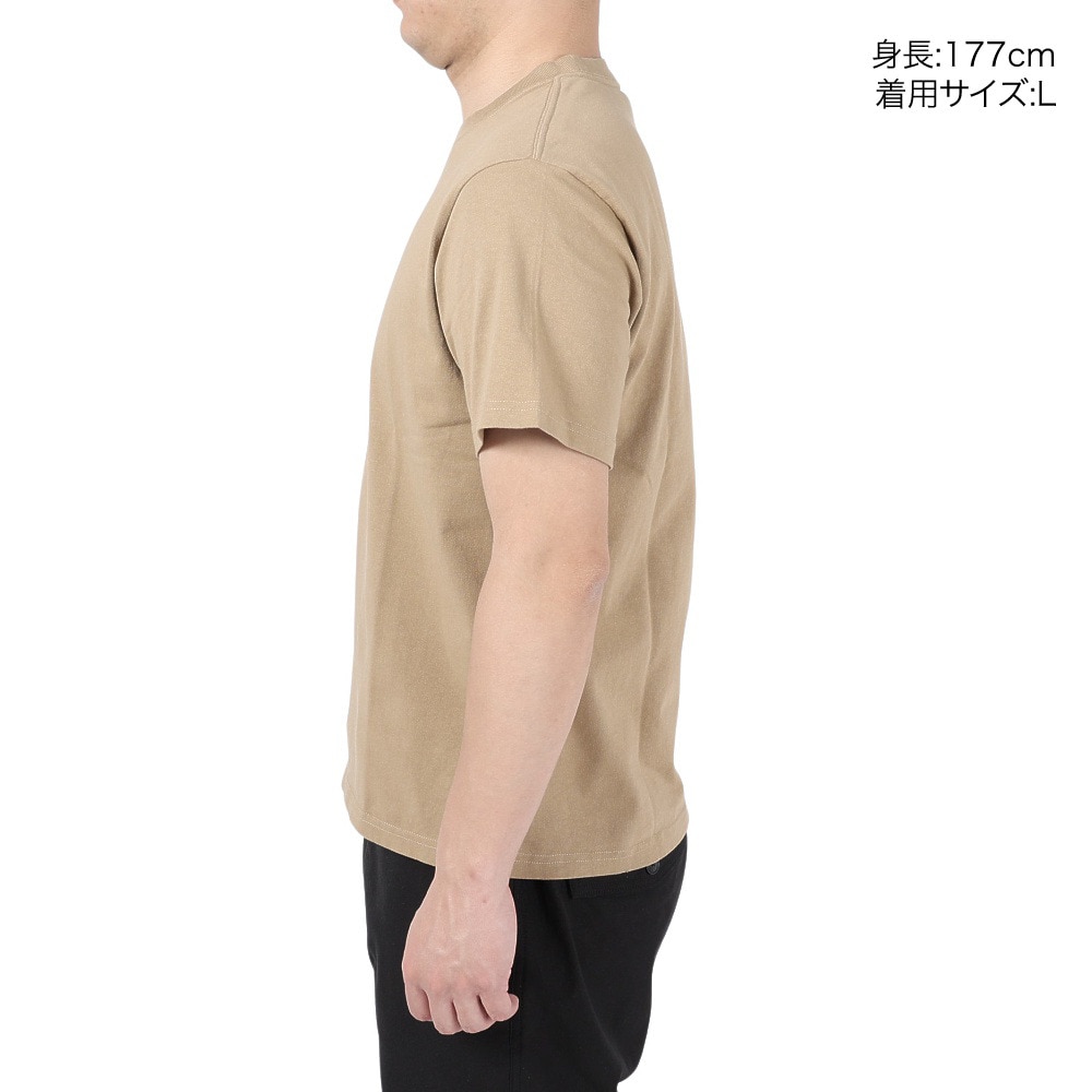 チャムス（CHUMS）（メンズ）Tシャツ 半袖 ロゴ CH01-2277-B083 ベージュ 綿100％