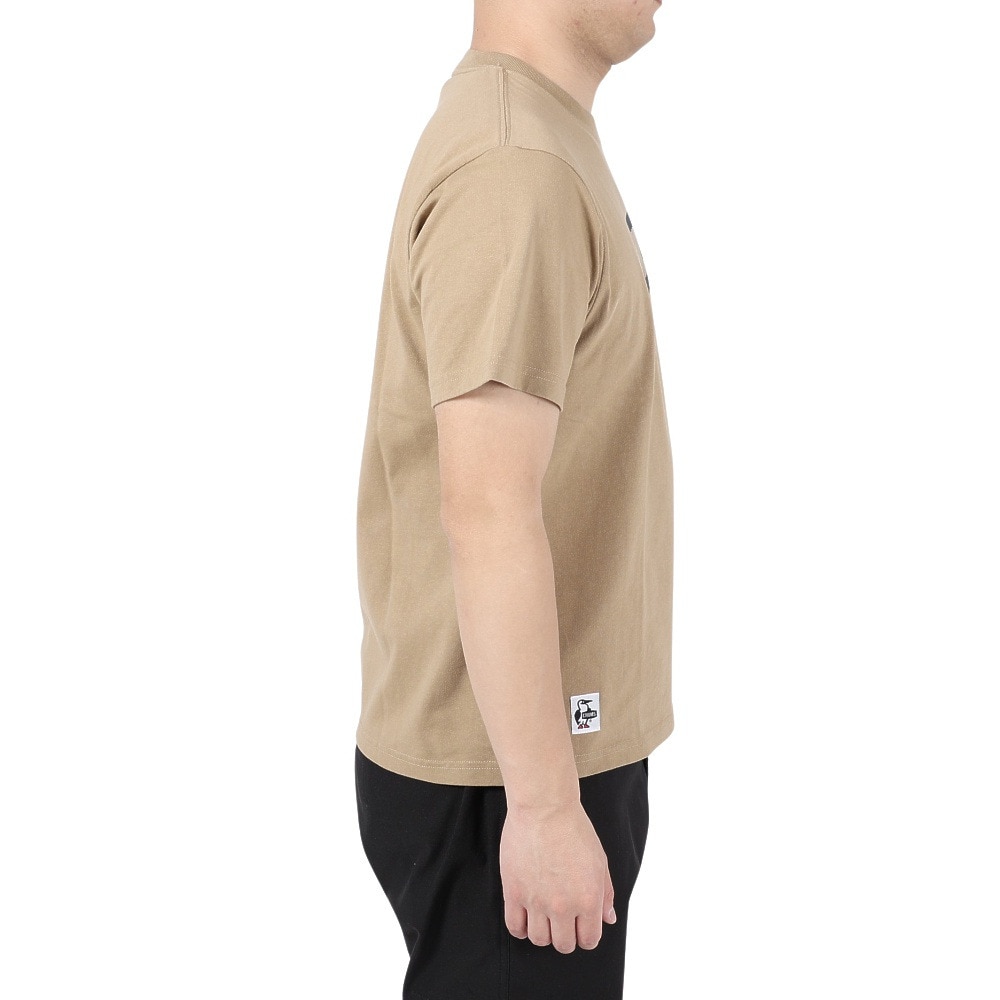 チャムス（CHUMS）（メンズ）Tシャツ 半袖 ロゴ CH01-2277-B083 ベージュ 綿100％