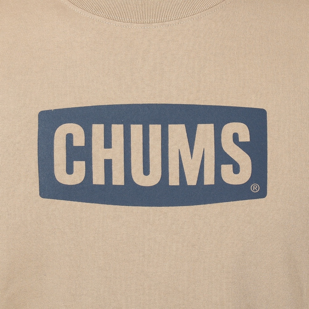 チャムス（CHUMS）（メンズ）Tシャツ 半袖 ロゴ CH01-2277-B083 ベージュ 綿100％