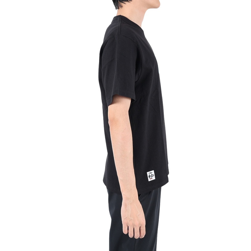 チャムス（CHUMS）（メンズ）Tシャツ 半袖 ロゴ CH01-2277-K007 ブラック×ブルー 綿100％