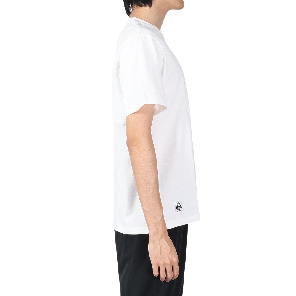 チャムス（CHUMS）（メンズ）Tシャツ 半袖 ロゴ CH01-2277-W014 ホワイト 綿100％
