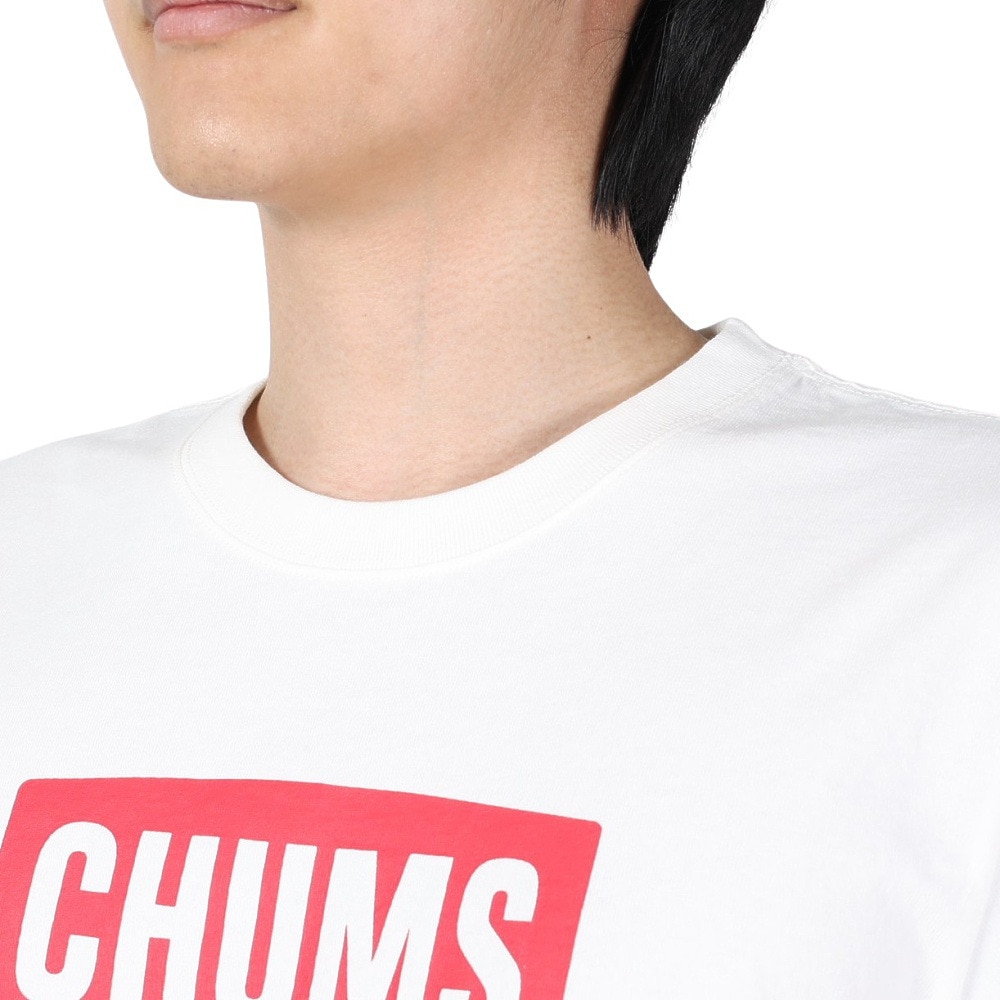 チャムス（CHUMS）（メンズ）Tシャツ 半袖 ロゴ CH01-2277-W014 ホワイト 綿100％