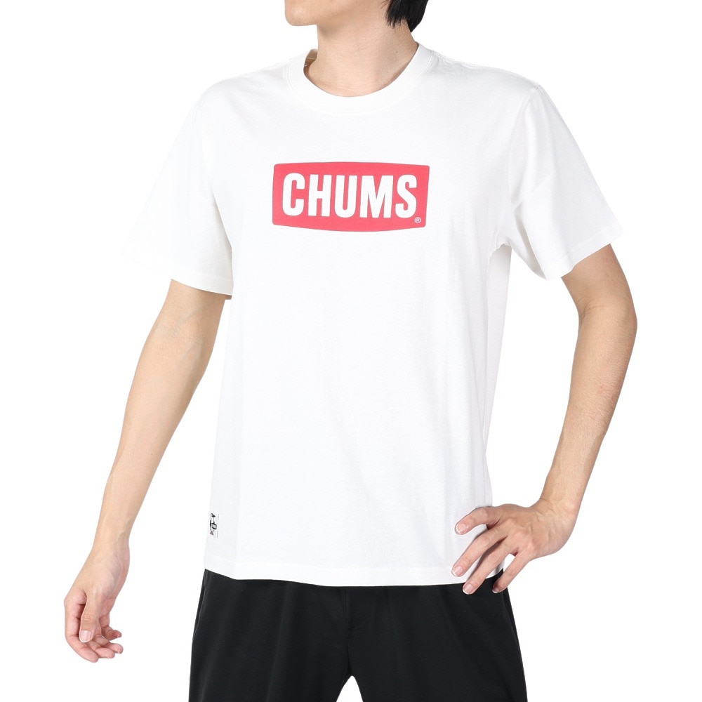 チャムス（CHUMS）（メンズ）Tシャツ 半袖 ロゴ CH01-2277-W014 ホワイト 綿100％