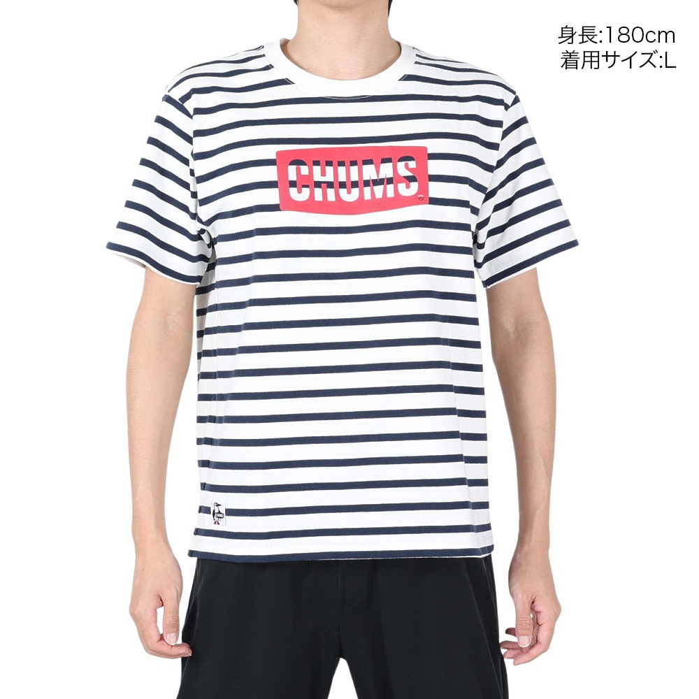 チャムス（CHUMS）（メンズ）Tシャツ 半袖 ロゴ CH01-2277-W075 ボーダー 綿100％